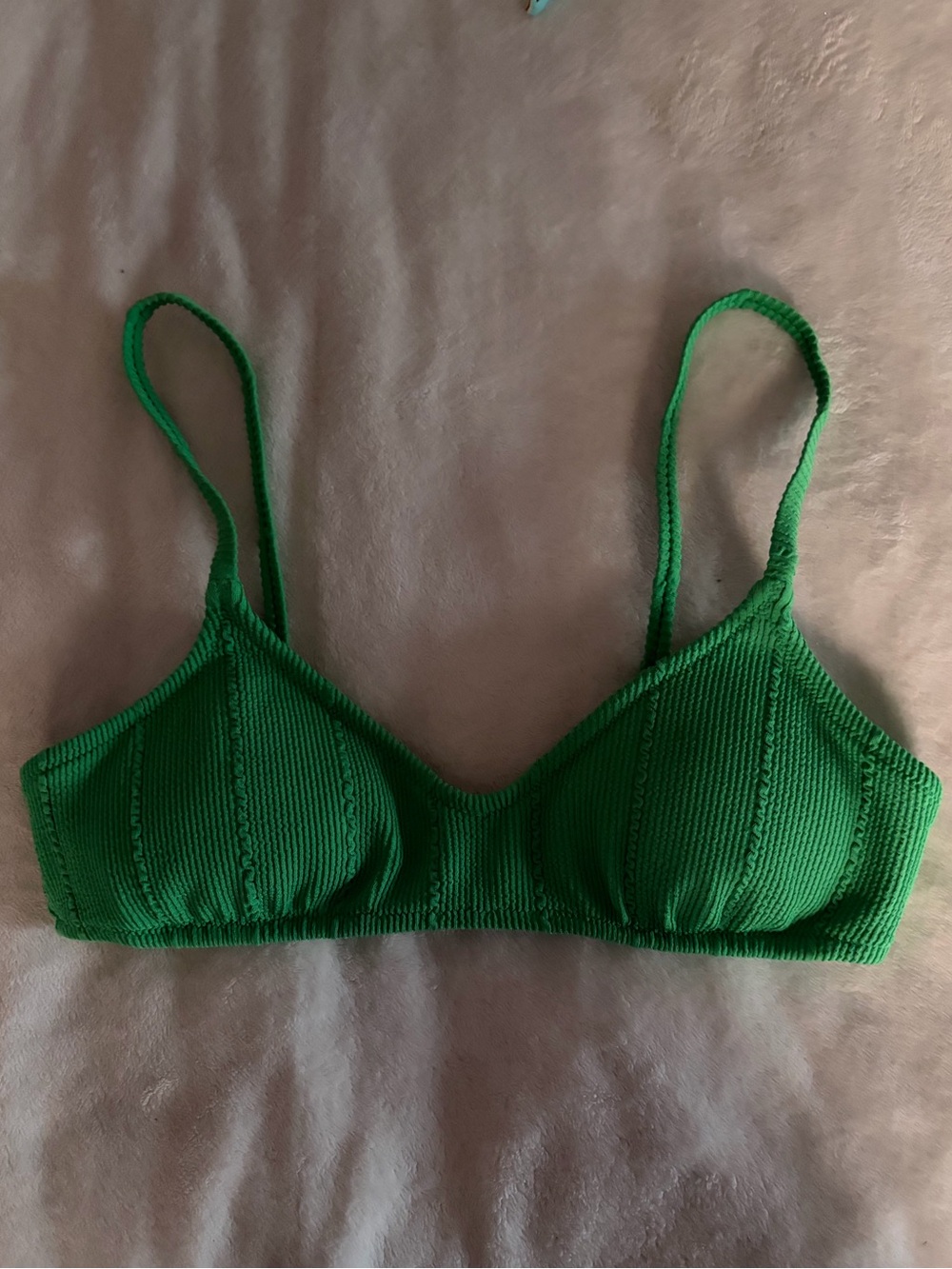 Aerie Bright Green Ribbed Bikini Top